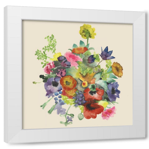 Watercolor Floral Spray I White Modern Wood Framed Art Print by McCavitt, Naomi