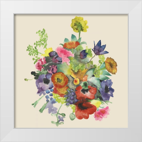 Watercolor Floral Spray I White Modern Wood Framed Art Print by McCavitt, Naomi