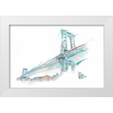 Watercolor Bridge Sketch I White Modern Wood Framed Art Print by Harper, Ethan