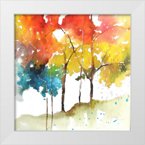 Rainbow Trees II White Modern Wood Framed Art Print by Herrera, Leticia