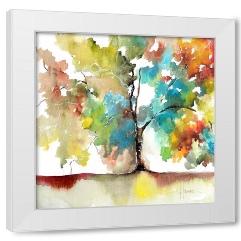 Rainbow Trees III White Modern Wood Framed Art Print by Herrera, Leticia