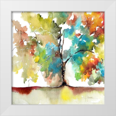 Rainbow Trees III White Modern Wood Framed Art Print by Herrera, Leticia