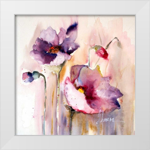 Plum Poppies I White Modern Wood Framed Art Print by Herrera, Leticia