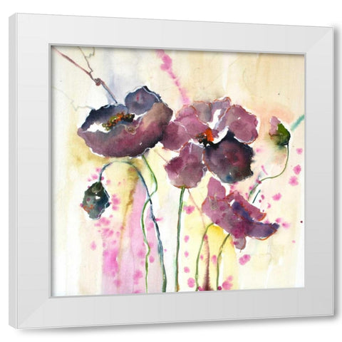 Plum Poppies II White Modern Wood Framed Art Print by Herrera, Leticia