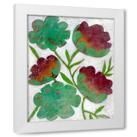 Verdigris Blooms I White Modern Wood Framed Art Print by Zarris, Chariklia