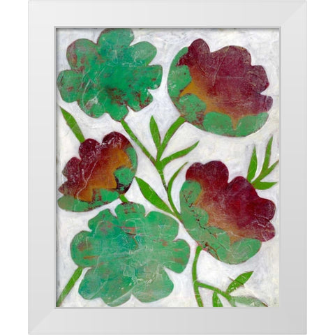 Verdigris Blooms I White Modern Wood Framed Art Print by Zarris, Chariklia