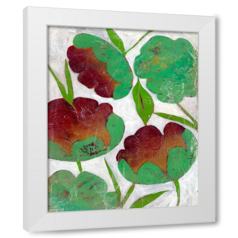 Verdigris Blooms II White Modern Wood Framed Art Print by Zarris, Chariklia