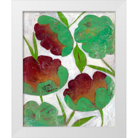 Verdigris Blooms II White Modern Wood Framed Art Print by Zarris, Chariklia