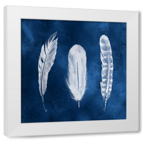 Cyanotype Feathers I White Modern Wood Framed Art Print by Popp, Grace