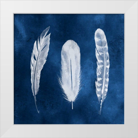 Cyanotype Feathers I White Modern Wood Framed Art Print by Popp, Grace