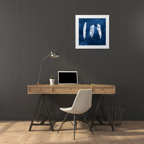 Cyanotype Feathers II White Modern Wood Framed Art Print by Popp, Grace