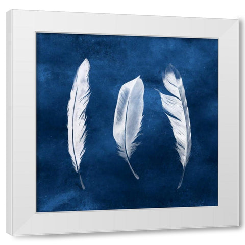 Cyanotype Feathers II White Modern Wood Framed Art Print by Popp, Grace