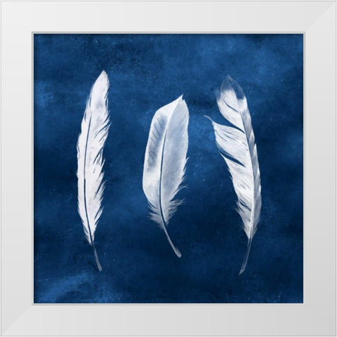 Cyanotype Feathers II White Modern Wood Framed Art Print by Popp, Grace