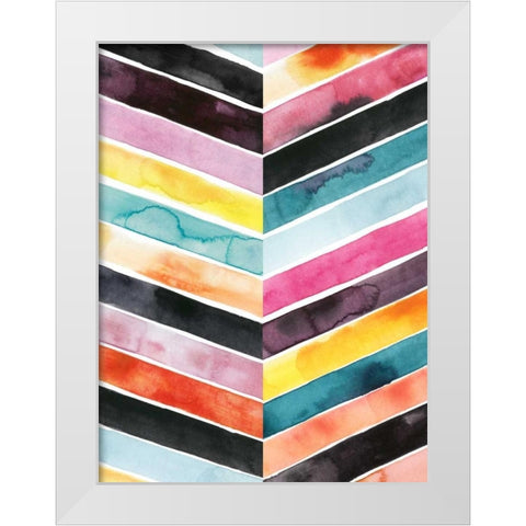 Vivid Watercolor Chevron II White Modern Wood Framed Art Print by Popp, Grace