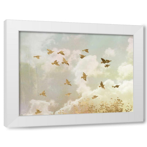 Golden Flight II White Modern Wood Framed Art Print by Goldberger, Jennifer
