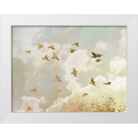 Golden Flight II White Modern Wood Framed Art Print by Goldberger, Jennifer