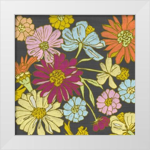 Summer Floral on Grey I White Modern Wood Framed Art Print by Zarris, Chariklia