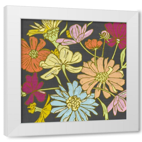 Summer Floral on Grey II White Modern Wood Framed Art Print by Zarris, Chariklia