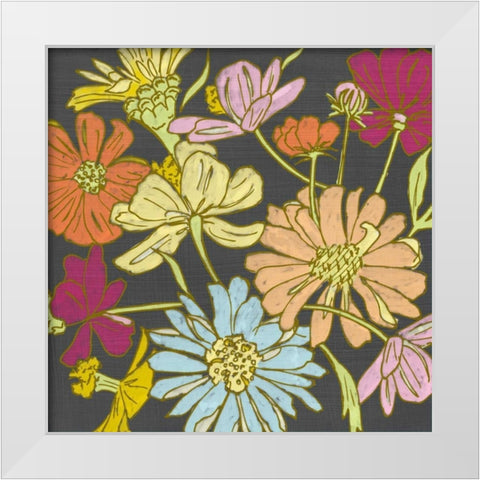 Summer Floral on Grey II White Modern Wood Framed Art Print by Zarris, Chariklia