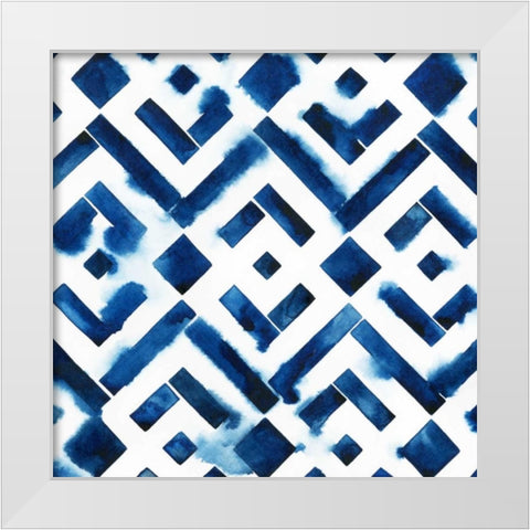 Cobalt Watercolor Tiles II White Modern Wood Framed Art Print by Popp, Grace