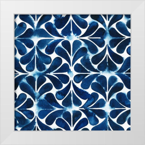 Cobalt Watercolor Tiles III White Modern Wood Framed Art Print by Popp, Grace
