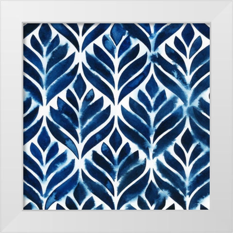 Cobalt Watercolor Tiles IV White Modern Wood Framed Art Print by Popp, Grace