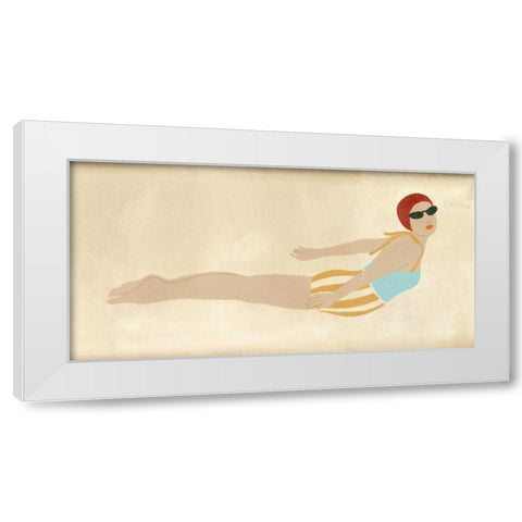Vintage Diver I White Modern Wood Framed Art Print by Vess, June Erica