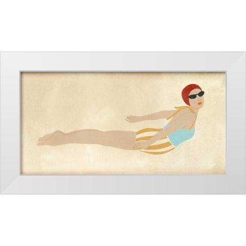 Vintage Diver I White Modern Wood Framed Art Print by Vess, June Erica