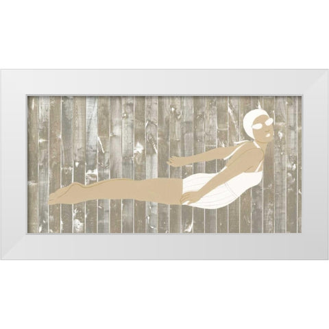 Vintage Diver III White Modern Wood Framed Art Print by Vess, June Erica