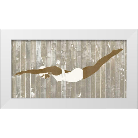 Vintage Diver IV White Modern Wood Framed Art Print by Vess, June Erica