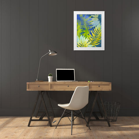 Tropical Indigo I White Modern Wood Framed Art Print by Vess, June Erica