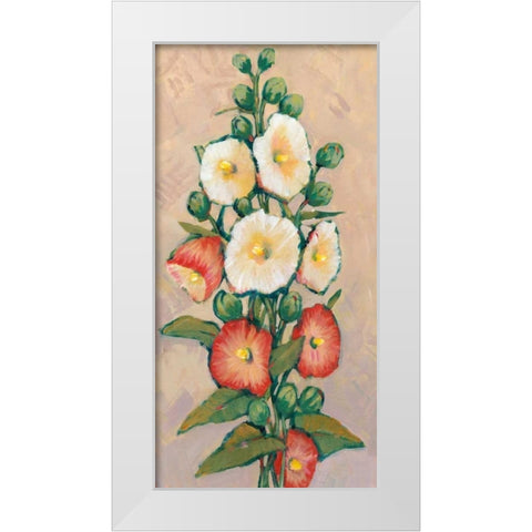 Red Hollyhocks I White Modern Wood Framed Art Print by OToole, Tim