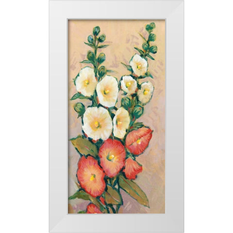 Red Hollyhocks II White Modern Wood Framed Art Print by OToole, Tim