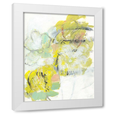 Yellow Floral Abstract I White Modern Wood Framed Art Print by Fuchs, Jodi