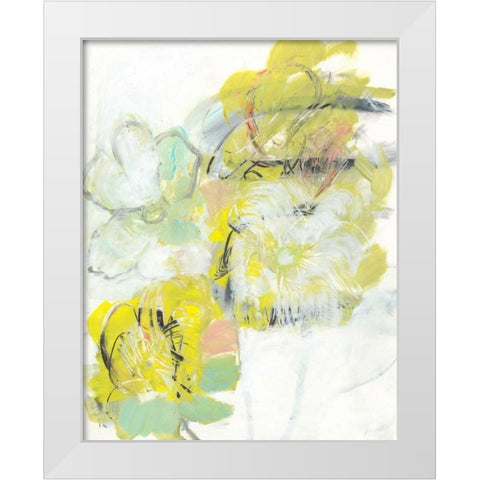 Yellow Floral Abstract I White Modern Wood Framed Art Print by Fuchs, Jodi