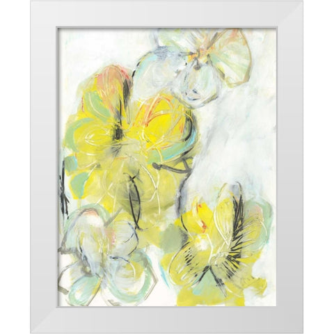 Yellow Floral Abstract II White Modern Wood Framed Art Print by Fuchs, Jodi