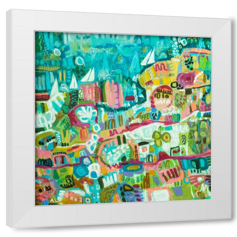 Abstract Marina III White Modern Wood Framed Art Print by Fields, Karen