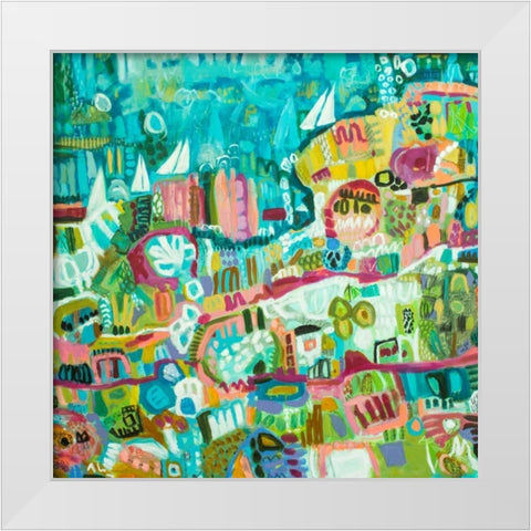 Abstract Marina III White Modern Wood Framed Art Print by Fields, Karen