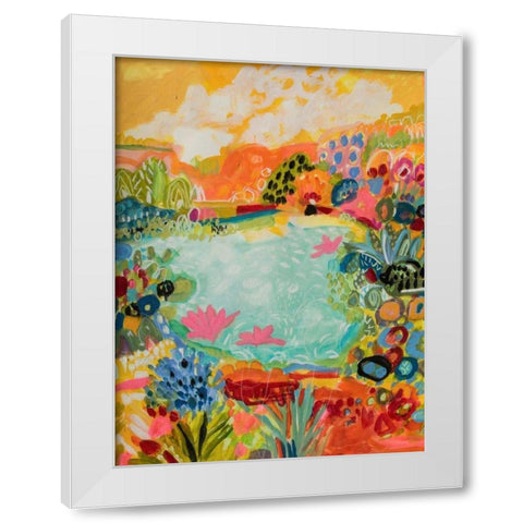 Whimsical Pond I White Modern Wood Framed Art Print by Fields, Karen