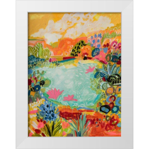 Whimsical Pond I White Modern Wood Framed Art Print by Fields, Karen