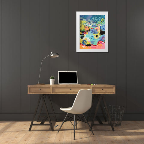 Whimsical Pond III White Modern Wood Framed Art Print by Fields, Karen