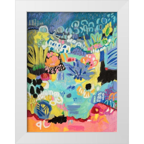 Whimsical Pond III White Modern Wood Framed Art Print by Fields, Karen