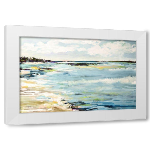 Beach Surf III White Modern Wood Framed Art Print by Fields, Karen