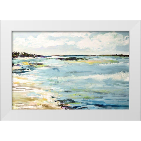 Beach Surf III White Modern Wood Framed Art Print by Fields, Karen