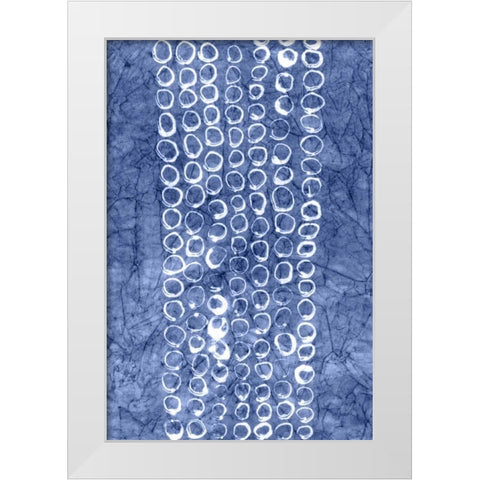 Indigo Primitive Patterns I White Modern Wood Framed Art Print by Stramel, Renee W.