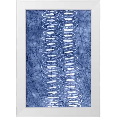Indigo Primitive Patterns II White Modern Wood Framed Art Print by Stramel, Renee W.