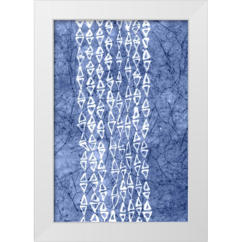Indigo Primitive Patterns III White Modern Wood Framed Art Print by Stramel, Renee W.