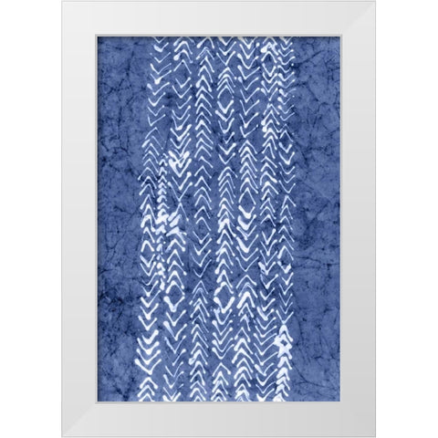 Indigo Primitive Patterns V White Modern Wood Framed Art Print by Stramel, Renee W.