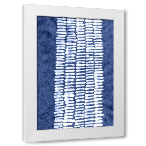 Indigo Primitive Patterns VII White Modern Wood Framed Art Print by Stramel, Renee W.