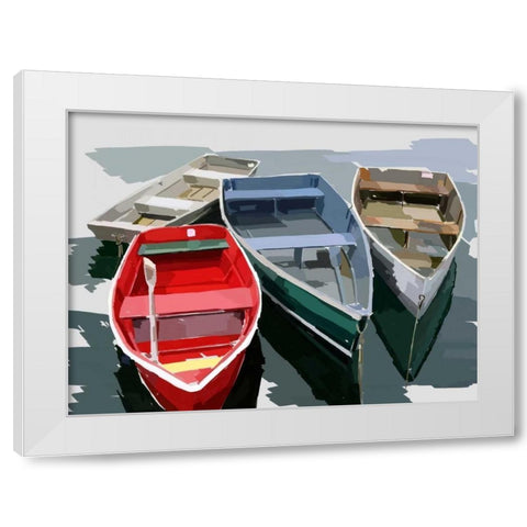 Bold Boats I White Modern Wood Framed Art Print by Kalina, Emily